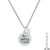 Steeltime 24" Stainles Steel Be You Tiful Round Pendant Adorned With Heart Shaped Crystal Charm - 3 of 4