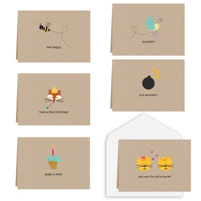 36ct Desert Note Greeting Card Set: Canopy Street Beige Typography Cards with Envelopes for All Occasions