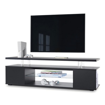 Vynxaria Modern TV Stand, Entertainment Center, Media Storage Console, Black, 60 Inch