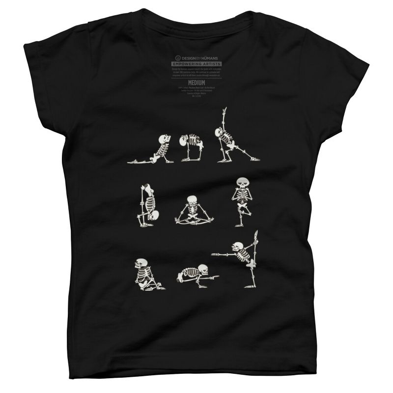 Girl's Design By Humans Skeleton Yoga By huebucket T-Shirt, 1 of 4