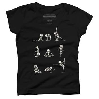 Girl's Design By Humans Skeleton Yoga By huebucket T-Shirt