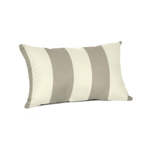 Casual Cushion Stripe Sunbrella Fabric 1-Piece Indoor/Outdoor Lumbar Pillow, 19"W x 12"L - 1 of 4