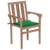vidaXL Solid Teak Wood Patio Chairs-Set of 8, Stackable, with Green Cushions for Garden/Outdoor/Living Room/Dining - 3 of 4