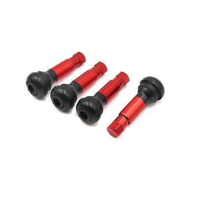 Unique Bargains Car Rubber Aluminum Alloy Tubeless Wheel Rim Tire Valve Stem Red Black 4 Pcs