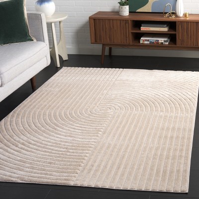 Beige Geometric 8' x 10' Synthetic Easy Care Area Rug