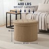 Ornavo Home Decor Large 20" Round Collapsible Storage Ottoman with Nailhead Trim for Living Room and Bedroom - 2 of 4