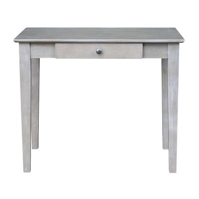 Transitional Solid Parawood Home Office Desk in Washed Gray Taupe with Drawer