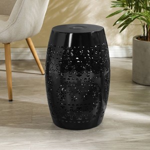 Okak Outdoor Side Table with Unique Metal Hollowed-Out Surface, Patio End Table with Solar Design, Outdoor Coffee Table for Patio - 1 of 4