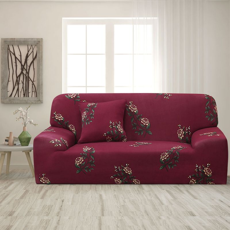 PiccoCasa Stretch Sofa Cover Floral Printed Couch Slipcover for Sofas with One Pillowcase, 3 of 5