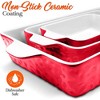 NutriChef 3-Pcs. Rectangular Ceramic Bakeware Set - Durable Non-Stick Ceramic Baking Pans, Dishwasher Safe (Red) - 4 of 4