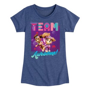 Girls' - Paw Patrol - Skye and Liberty Team Awesome Fitted Short Sleeve Graphic T-Shirt - 1 of 4