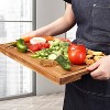 2-piece cutting board set, bamboo acacia wood block cutting board with drainage channels and handles, 18 x 12 inches - 4 of 4