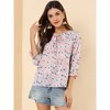 Allegra K Women's Floral Bow Tie Neck Vintage 3/4 Sleeve Blouse - 3 of 4