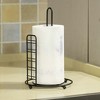 Basicwise Round Single Roll Sturdy Black Iron Towel Paper Holder Stand Roll Dispenser, Countertop Portable Stand for Kitchen, Dining Room, and Office - image 2 of 4