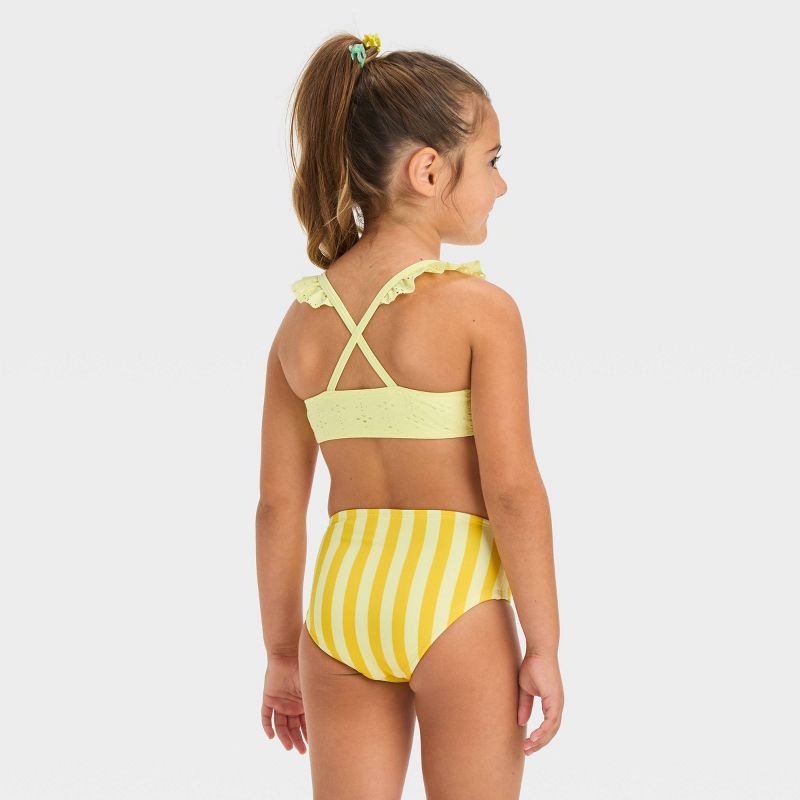 Toddler Girls' Eyelet Ruffle Bikini Set - Cat & Jack™ Yellow, 4 of 5
