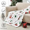 Christmas Blanket - White Holiday Throw with Santa Claus Snowman Warm Cozy Flannel Winter Blanket Christmas Gift. - 4 of 4