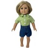 Doll Clothes Superstore Casual Short Denim Jeans with Green Check Shirt for 18 Inch Girl Dolls - 3 of 4