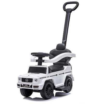 Best Ride On Cars Kids Outdoor Stroller Mercedes G-Wagon 3-in-1 Push Car with Detachable Handle, Safety Rails, and Working Horn, White