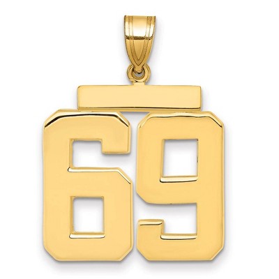 Black Bow Jewelry 14k Yellow Gold, Athletic Collection, Large Polished Number 69 Pendant