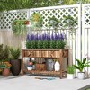Outsunny Wooden Raised Planter Box, 47 x 22 x 31.5in Raised Flower Bed with Storage Shelf, Drainage Holes and Liner - 3 of 4