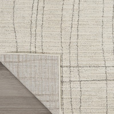 Ivory and Grey Abstract 4' x 6' Synthetic Area Rug