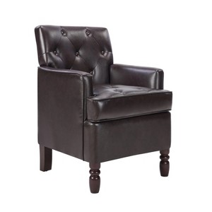 26.7'' Leather Armchair with Rivet Decoration Single Sofa Accent Chair for Living Room-Brown - 1 of 4