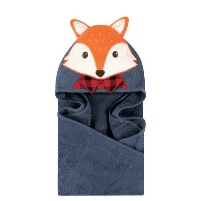 Little Treasure Baby Boy Cotton Animal Face Hooded Towel, Lumberjack Fox, One Size