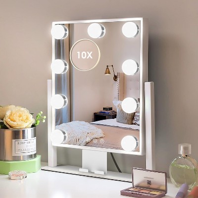 Hollywood Style Makeup Mirror with Lights, 3 Color Lighting Modes, Smart Touch Control, Detachable 10X Mirror & 360° Rotation