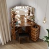 Makeup Vanity Desk with Mirror and Lights, Corner Vanity Table with Stool, 5 Rotating Drawers, Adjustable Brightness, Storage Shelves - 3 of 4