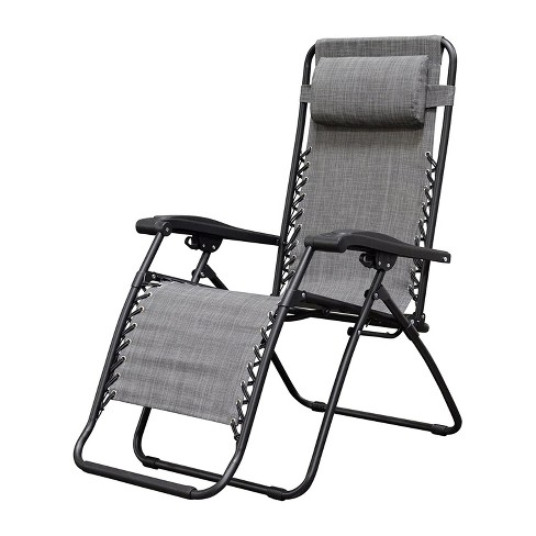 Caravan Sports Zero Gravity Outdoor Portable Folding Camping Lawn Deck Patio Pool Recliner Lounge Chair for Adults Adjustable Headrest Gray