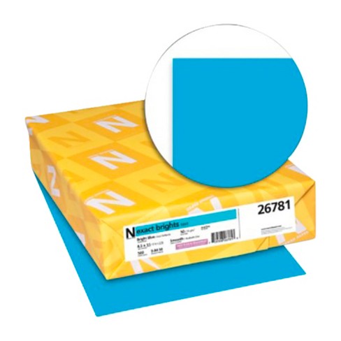 Neenah Paper Exact Brights Paper, 20lb, 8.5 x 11, Bright Blue, 500/Ream
