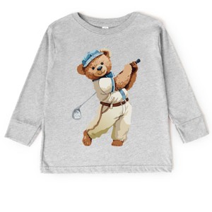 The Juniper Shop Watercolor Golf Bear Toddler Long Sleeve Tee - 1 of 4