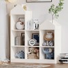 Kids Bookshelf with 7 Cubbies, Wooden Toy Storage Organizer with Playhouse Design, Toddler Bookcase and Toy Shelf for Bedroom Playroom, White - 3 of 4