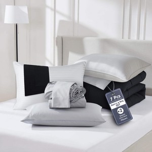 Nestl 9 Piece Reversible Comforter Set, Bed in a Bag, All in one Bed Set with Down Alternative Pillows - 1 of 4