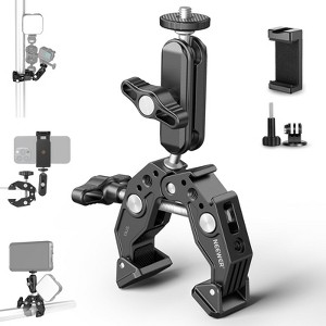 MaseiKar Super Clamp with 3" Dual Ballhead Magic Arm,Cold Shoe, 1/4" Threads,Action Camera Mount Adapter for Desk Tripod Tube Crossbar Gimbal Rods - 1 of 4