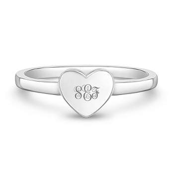 Girl's Monogram Heart Sterling Silver Ring - In Season Jewelry