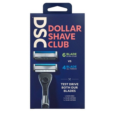 Dollar Shave Club Men's Razor Test Drive Starter Set - 1 Handle + 1 6-Blade Cartridge + 1 4-Blade Cartridge - 3pk