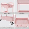 Belffin 3 Tier Rolling Utility Cart with Drawer,Utility Cart Made of Multifunctional Storage Organizer Tool（Pink） - 2 of 4