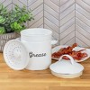 AuldHome Design Enamelware Grease Container w/ Strainer, Rustic Farmhouse Style Kitchen Storage Tin, 3.25 Cup Capacity - 2 of 4