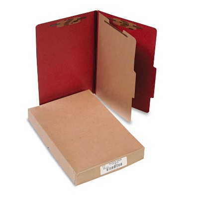 Acco Pressboard 25-Pt Classification Folders Legal 4-Section Earth Red 10/Box 16034