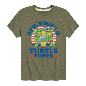 Boys' - Teenage Mutant Ninja Turtles - Red White Turtle Power Short Sleeve Graphic T-Shirt - 1 of 4