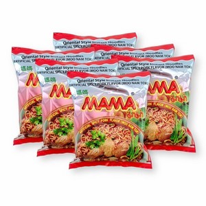 MAMA Spicy Pork (Moo Nam Tok)Flavor Instant Noodles Thai Style 1.94 Oz./55 G. (Pack of 6) - 1 of 4