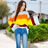 Anna-Kaci Women's Striped Knit Sweater with Bell Sleeves and Colorful Details - 2 of 4