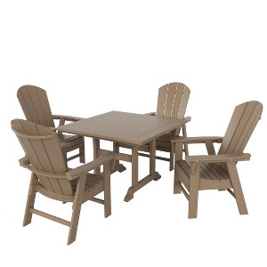 WestinTrends 5 Piece Outdoor Patio Dining Square Table and Curved Back Armchair Set - 1 of 2