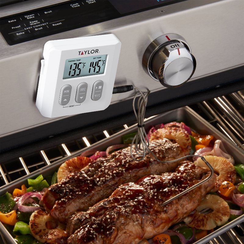 Taylor Programmable Digital Probe Kitchen Meat Cooking Thermometer with Timer, 3 of 8
