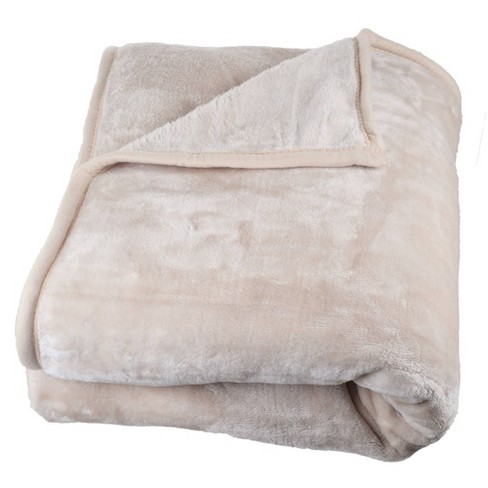 Solid Soft Heavy And Thick Plush Mink Throw Blanket Beige - Trademark  Global : Target