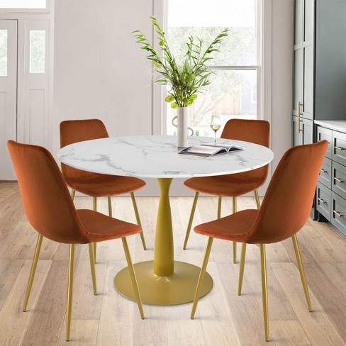 Round table velvet discount chairs