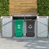 Gulches Garbage Bin Shed Stores 2 Trash Cans Metal Outdoor Bin Shed for Garbage Storage,Stainless Galvanized Steel, Bin Shed for Garden Yard Lawn Gray - 3 of 4