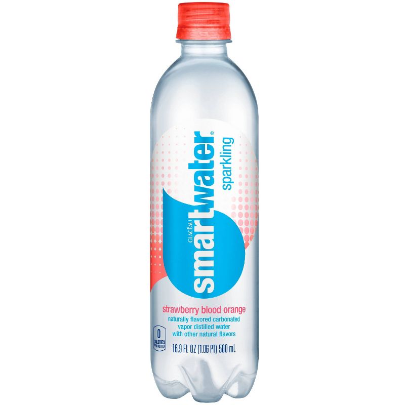 Smartwater Strawberry Blood Orange Sparkling Water - 16.91 fl oz Bottle, 1 of 4