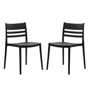 Flash Furniture Bridgeport Set of 2 Indoor-Outdoor Stacking Patio Chair with Slatted Backrest, Commercial All-Weather Resin Chair - 1 of 4